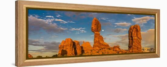 Balanced Rock and full moon, Arches National Park, Utah, USA-Panoramic Images-Framed Premier Image Canvas