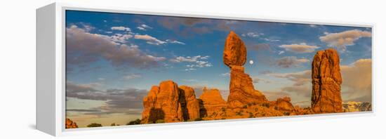 Balanced Rock and full moon, Arches National Park, Utah, USA-Panoramic Images-Framed Premier Image Canvas