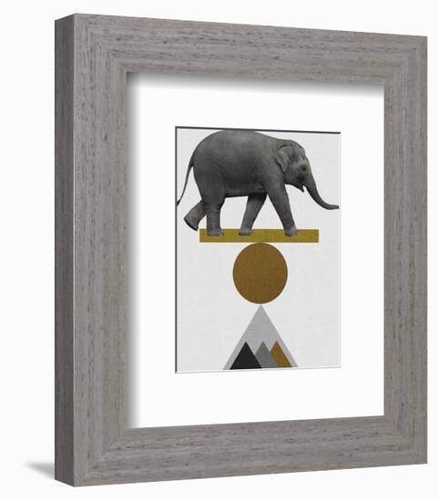 Balancing Act - Elephant-Dana Shek-Framed Art Print