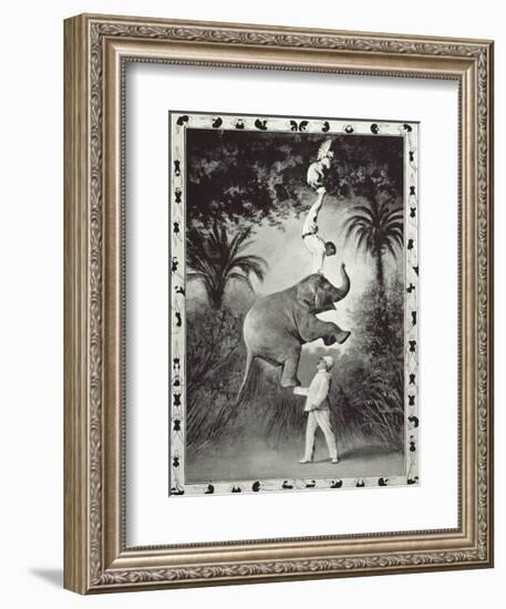 Balancing An Elephant!-The Vintage Collection-Framed Premium Giclee Print