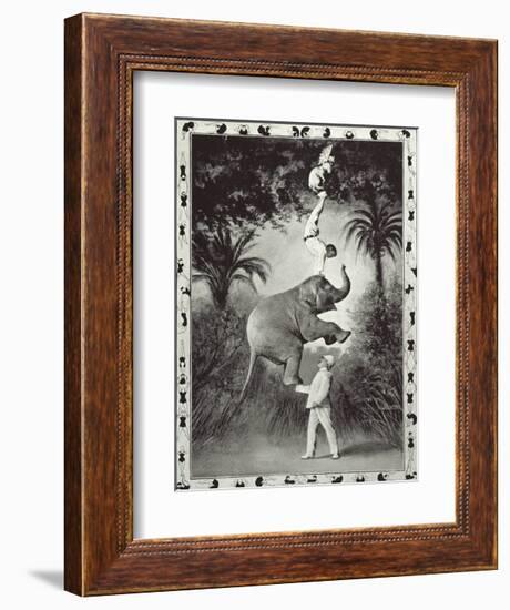 Balancing An Elephant!-The Vintage Collection-Framed Premium Giclee Print