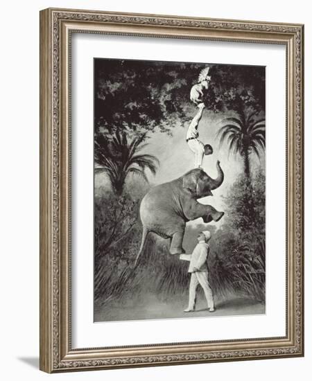 Balancing An Elephant!-The Vintage Collection-Framed Giclee Print