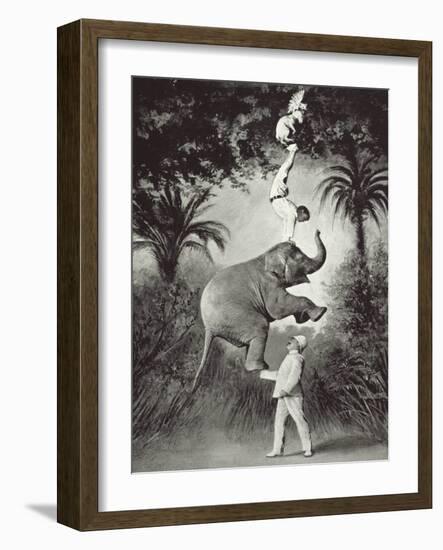 Balancing An Elephant!-The Vintage Collection-Framed Giclee Print