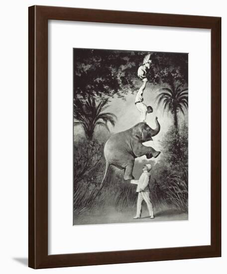 Balancing An Elephant!-The Vintage Collection-Framed Giclee Print