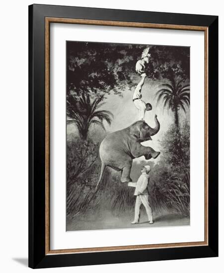 Balancing An Elephant!-The Vintage Collection-Framed Giclee Print