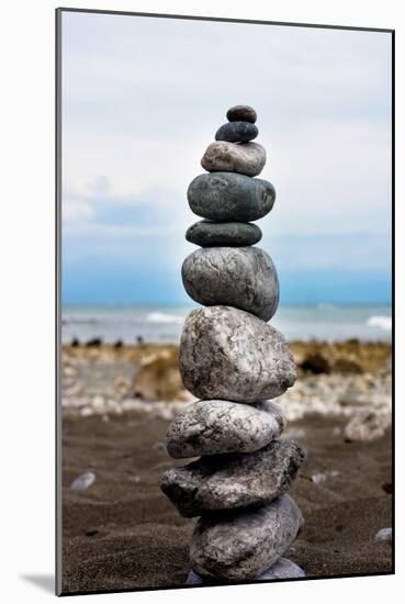 Balancing Rocks on Beach Photo Poster Print-null-Mounted Art Print