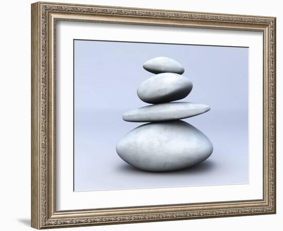 Balancing Stones. 3D Rendered Illustration-Spectral-Framed Photographic Print