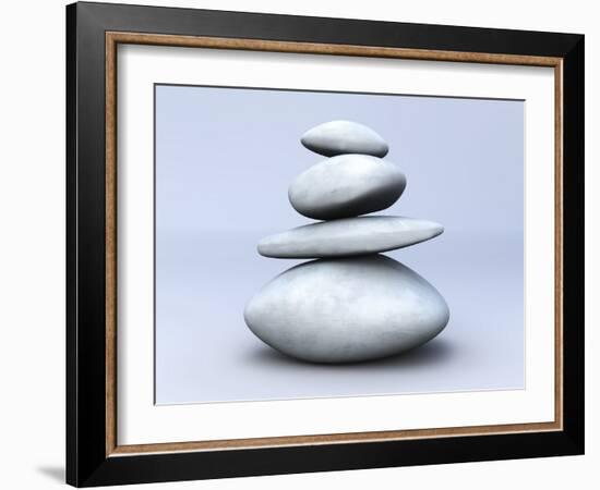 Balancing Stones. 3D Rendered Illustration-Spectral-Framed Photographic Print