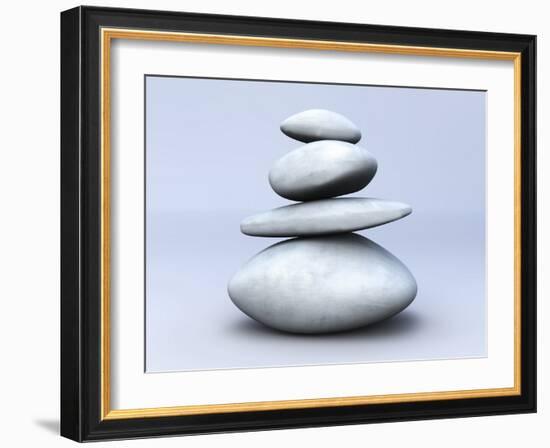 Balancing Stones. 3D Rendered Illustration-Spectral-Framed Photographic Print