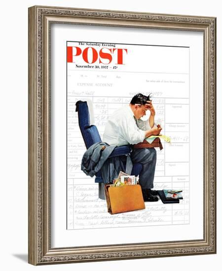 "Balancing the Expense Account" Saturday Evening Post Cover, November 30,1957-Norman Rockwell-Framed Giclee Print