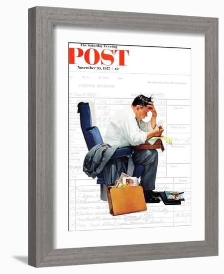 "Balancing the Expense Account" Saturday Evening Post Cover, November 30,1957-Norman Rockwell-Framed Giclee Print