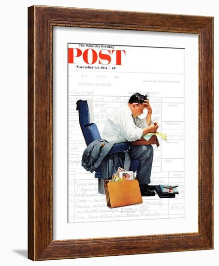 "Balancing the Expense Account" Saturday Evening Post Cover, November 30,1957-Norman Rockwell-Framed Giclee Print