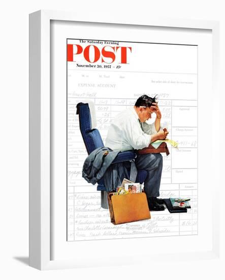 "Balancing the Expense Account" Saturday Evening Post Cover, November 30,1957-Norman Rockwell-Framed Giclee Print