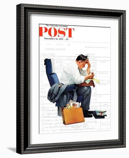 "Balancing the Expense Account" Saturday Evening Post Cover, November 30,1957-Norman Rockwell-Framed Giclee Print
