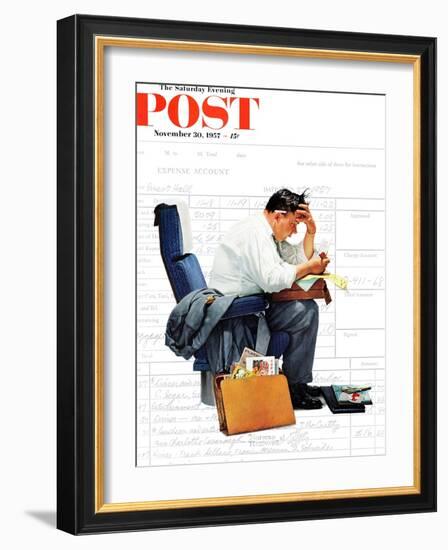 "Balancing the Expense Account" Saturday Evening Post Cover, November 30,1957-Norman Rockwell-Framed Giclee Print