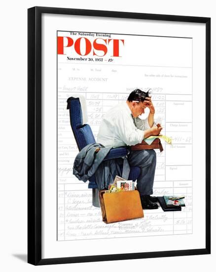 "Balancing the Expense Account" Saturday Evening Post Cover, November 30,1957-Norman Rockwell-Framed Premium Giclee Print