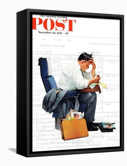 "Balancing the Expense Account" Saturday Evening Post Cover, November 30,1957-Norman Rockwell-Framed Premier Image Canvas