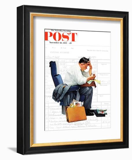 "Balancing the Expense Account" Saturday Evening Post Cover, November 30,1957-Norman Rockwell-Framed Giclee Print