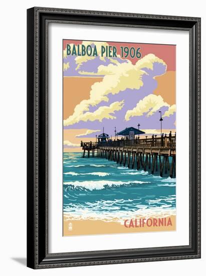 Balboa, California - Balboa Pier since 1906-Lantern Press-Framed Art Print