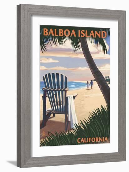 Balboa Island, California - Beach Chair-Lantern Press-Framed Art Print