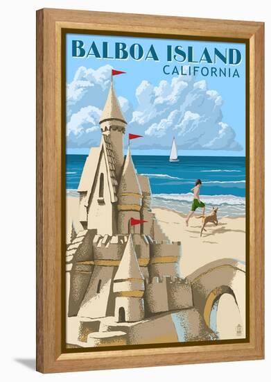 Balboa Island, California - Sandcastle-Lantern Press-Framed Stretched Canvas