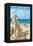 Balboa Island, California - Sandcastle-Lantern Press-Framed Stretched Canvas