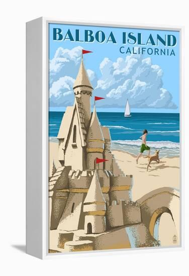 Balboa Island, California - Sandcastle-Lantern Press-Framed Stretched Canvas