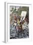 Balboa Raising His Sword to Claim the Pacific Ocean for Spain, c.1513-null-Framed Giclee Print