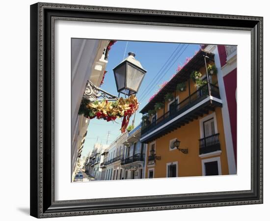 Balconies on Typical Street in the Old Town, San Juan, Puerto Rico, Central America-Ken Gillham-Framed Photographic Print