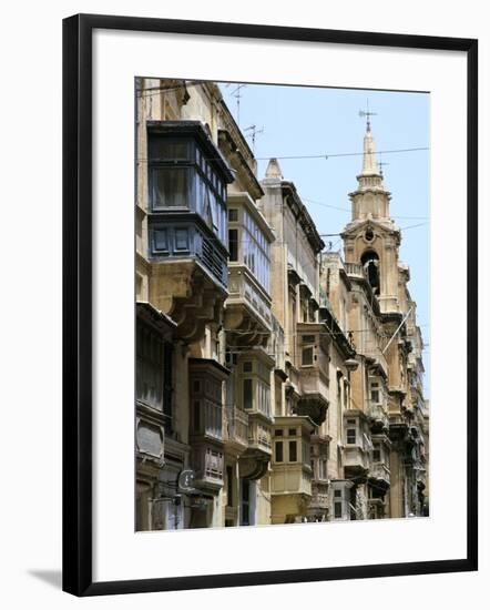 Balconies, St Pauls Street, Valletta, Malta-Peter Thompson-Framed Photographic Print