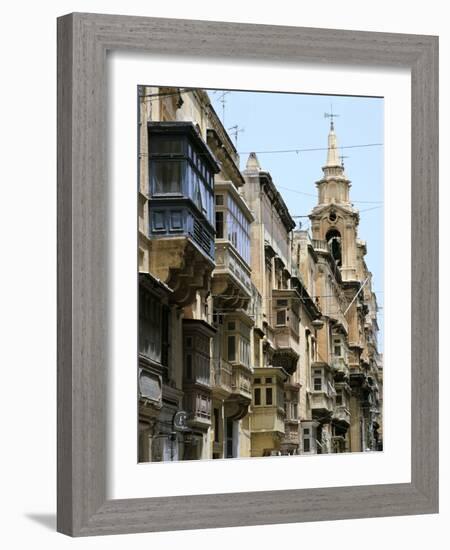 Balconies, St Pauls Street, Valletta, Malta-Peter Thompson-Framed Photographic Print