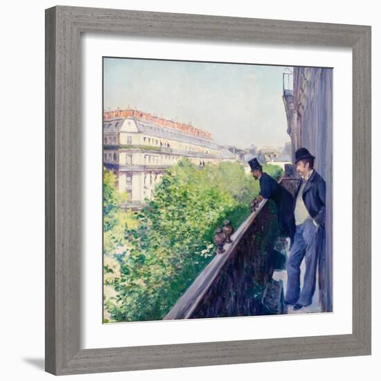 Balcony, Boulevard Haussmann, C. 1880 (Oil on Canvas)-Gustave Caillebotte-Framed Giclee Print