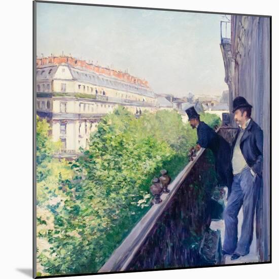 Balcony, Boulevard Haussmann, C. 1880 (Oil on Canvas)-Gustave Caillebotte-Mounted Giclee Print