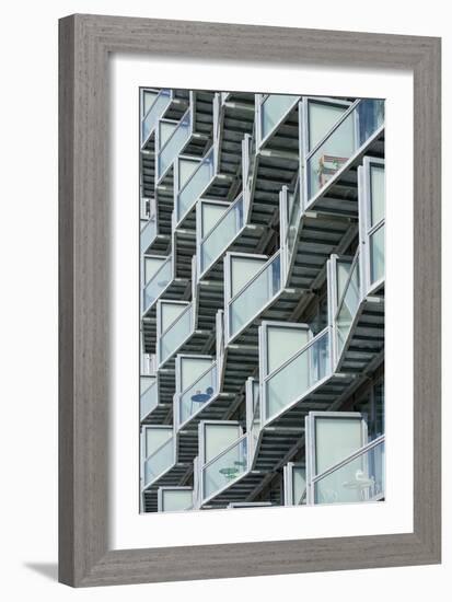 Balcony Detail, Abito Housing, Salford Quays, Manchester, England, UK-David Barbour-Framed Photo