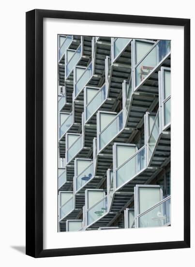 Balcony Detail, Abito Housing, Salford Quays, Manchester, England, UK-David Barbour-Framed Photo