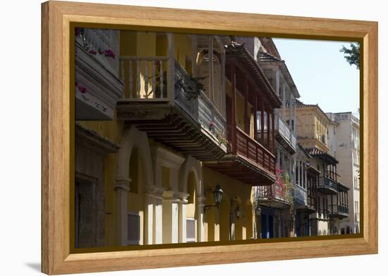 Balcony Perspective of Residential Houses in Cartagena De Indias, Colombia-Natalie Tepper-Framed Stretched Canvas