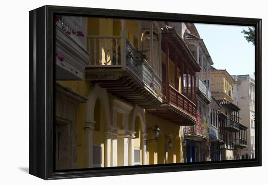 Balcony Perspective of Residential Houses in Cartagena De Indias, Colombia-Natalie Tepper-Framed Stretched Canvas