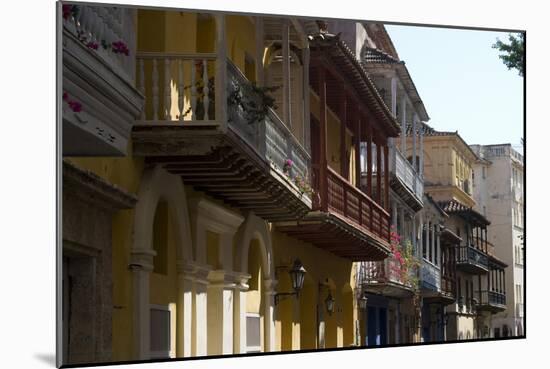 Balcony Perspective of Residential Houses in Cartagena De Indias, Colombia-Natalie Tepper-Mounted Photo