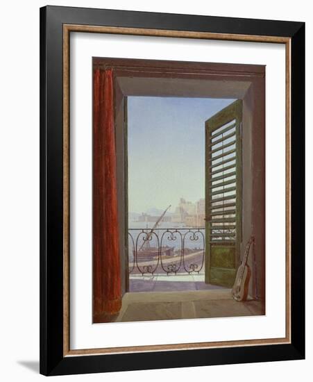 Balcony Room with a View of the Bay of Naples, C. 1829-Carl Gustav Carus-Framed Premium Giclee Print