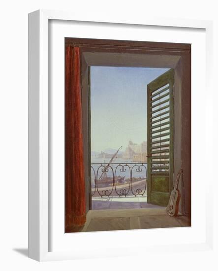 Balcony Room with a View of the Bay of Naples, C. 1829-Carl Gustav Carus-Framed Premium Giclee Print