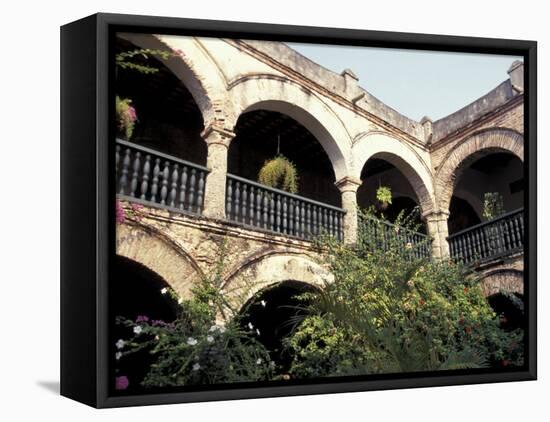 Balcony with Flowers and Trees, Puerto Rico-Greg Johnston-Framed Premier Image Canvas