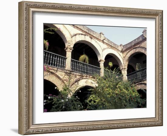 Balcony with Flowers and Trees, Puerto Rico-Greg Johnston-Framed Photographic Print