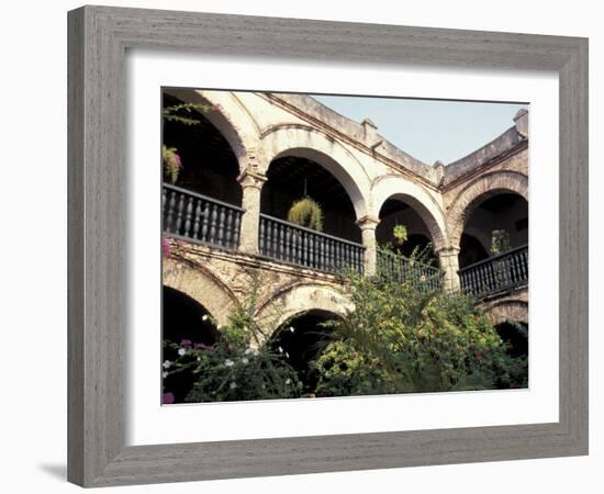 Balcony with Flowers and Trees, Puerto Rico-Greg Johnston-Framed Photographic Print