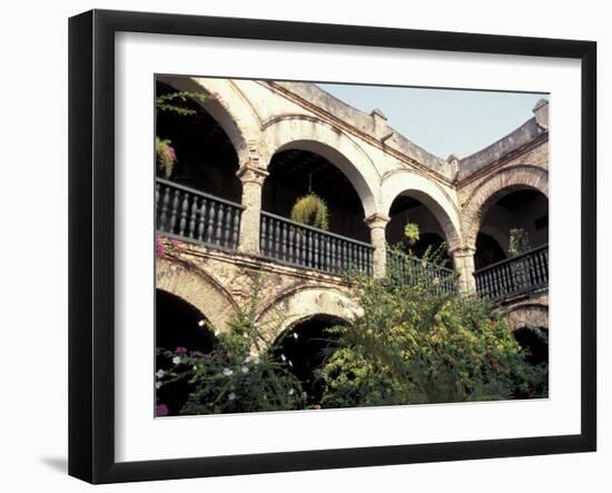 Balcony with Flowers and Trees, Puerto Rico-Greg Johnston-Framed Photographic Print