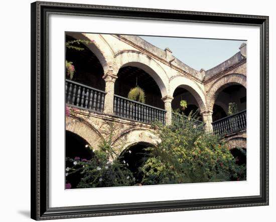 Balcony with Flowers and Trees, Puerto Rico-Greg Johnston-Framed Photographic Print