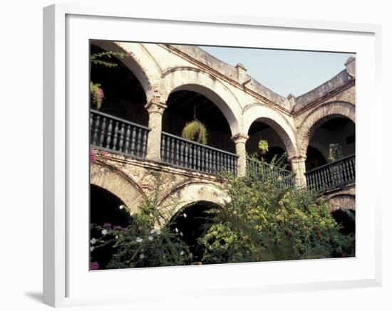 Balcony with Flowers and Trees, Puerto Rico-Greg Johnston-Framed Photographic Print