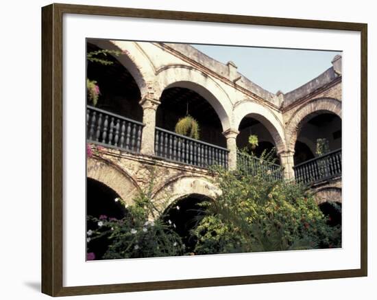 Balcony with Flowers and Trees, Puerto Rico-Greg Johnston-Framed Photographic Print