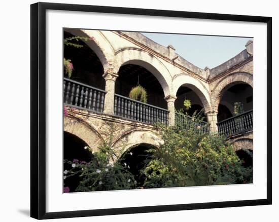 Balcony with Flowers and Trees, Puerto Rico-Greg Johnston-Framed Photographic Print