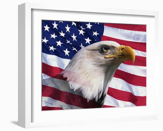 Bald Eagle and American Flag-Joseph Sohm-Framed Photographic Print