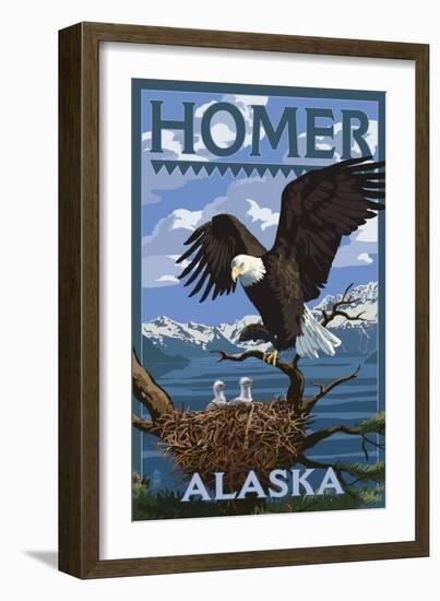 Bald Eagle and Eaglets - Homer, Alaska-Lantern Press-Framed Art Print